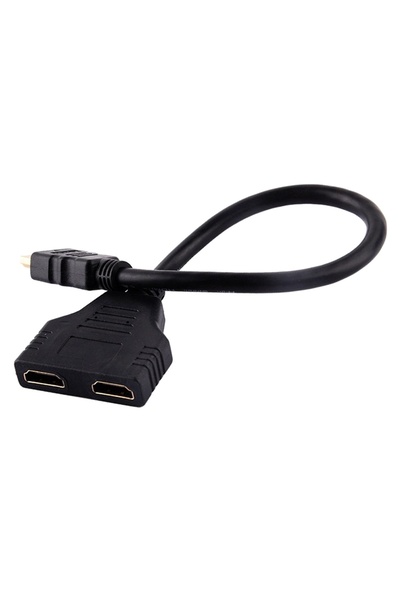 zola Καλώδιο προσαρμογέα διαχωριστή HDMI, 1 αρσενική θύρα HDMI και 2 θηλυκές θύρες HDMI, μήκος 24 cm, μαύρο