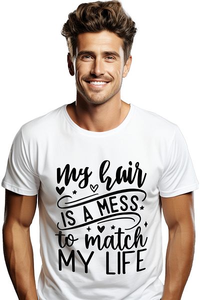 StoryGift Romania Men's T-shirt with hearts for women who have messy hair, just like their life is.