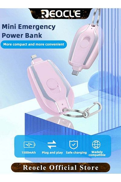 REOCLE Mini Portable Charger Power Bank 1500mAh Phone Charger for iPhone 12 13 14 Plus/Pro Max and More