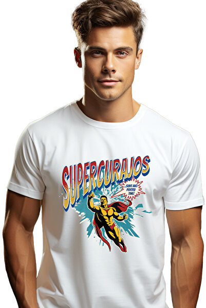StoryGift Romania Tricou Barbati Super Curajos Supererou Sunt Aici Pentru Tin...