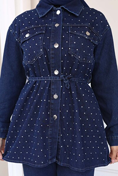 benguen Stone Detailed Tie Suit Navy Blue 373