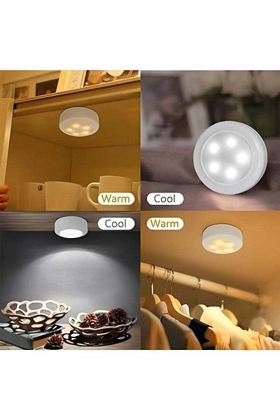 REOCLE 6 Pack LED Puck Lights Battery Operated Under Cabinet Light RGB Color Changing Night Lights
