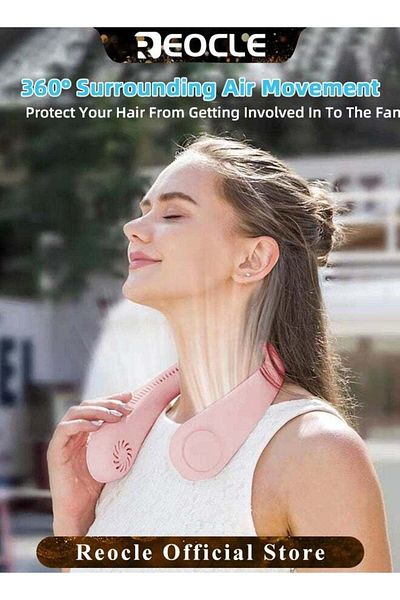 REOCLE Neck Fan Hands Free Bladeless 360° Cooling Personal Fan for Outdoor Sports Home Office Travel