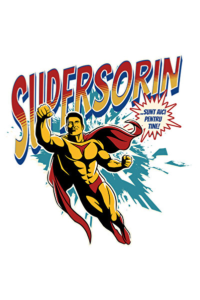StoryGift Romania Sticker Eticheta 50CM Super Sorin, SuperErou Sunt Aici Pent...