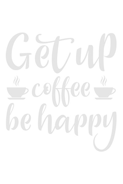 StoryGift Romania Sticker Adeziv 20CM Exterior cu textul "Ridica-te, cafea, fii fericit" , Vinyl Alb, 20 cm