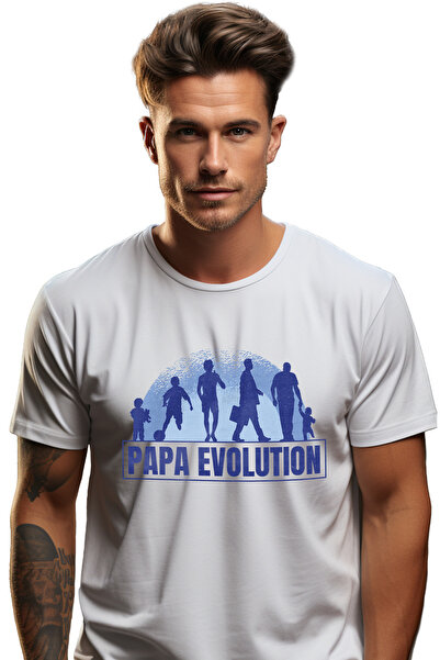 StoryGift Romania Tricou Barbati Personalizat Tata, Copil, Amintiri, Copilarie, Papa Evolution, cu imprimeu