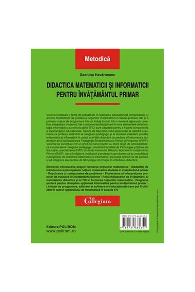 Polirom Mathematics and Computer Science Didactics for Primary Education, Geanina Havarneanu