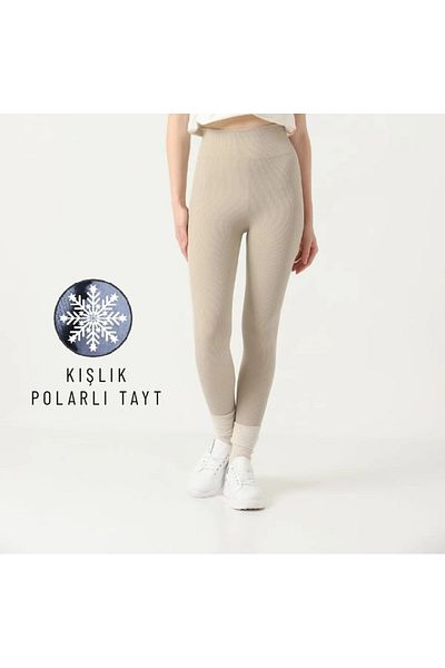 Sevda Kılınç Plus Size Skinny Leg Ribbed Leggings