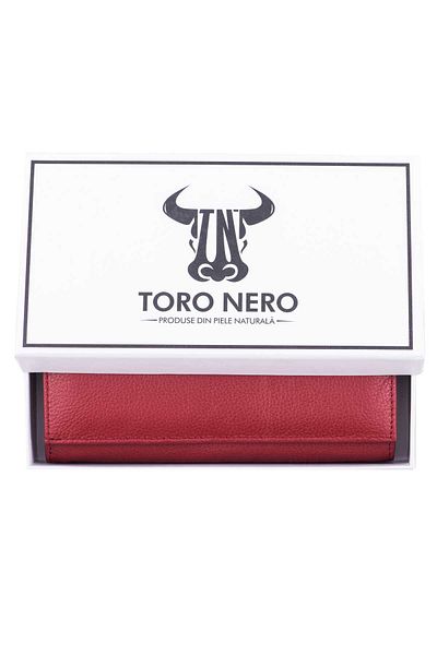 Toro Nero Women's Wallet Made Of Genuine Leather, Red, Essential