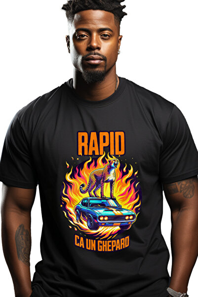 StoryGift Romania Tricou Barbati Rapid Ca Un Ghepard Masina In Flacari Cursa ...