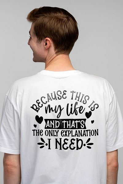 StoryGift Romania Tricou Barbati Cu Inimioare Si Textul "pentru Ca Asta E Viata Mea Si Asta E Singura Explic Stg