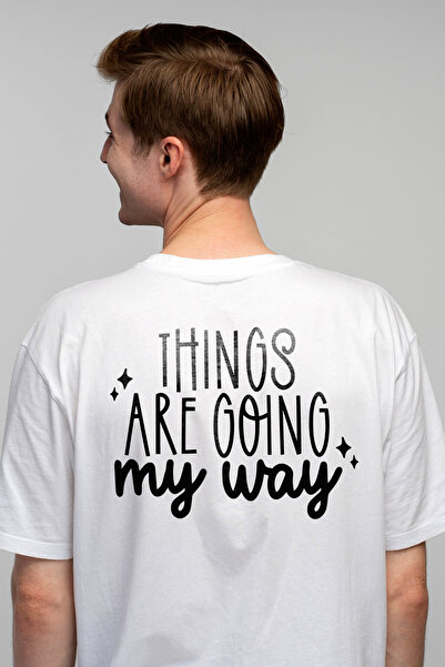 StoryGift Romania Tricou bărbătesc cu stele și mesajul „Things Are Going My Way” - Things Are Going My Waystg