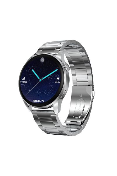 Smart Vibe SmartWatch DT™ WATCH3, Bluetooth HD Calling, Call/Message NOTIFICATIONS, 1.36" Borderless 4D, Silver