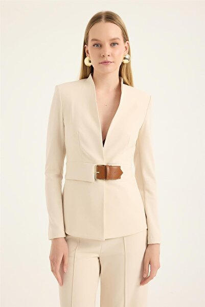 HomeStore Deri Kemer Detaylı Ceket