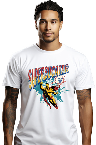 StoryGift Romania Tricou Barbati Super Bucatar Supererou Sunt Aici Pentru Tin...