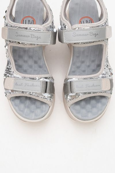 LuviShoes Arthur Gray Sequin Banded Thick Sole Women's Sports Sandals