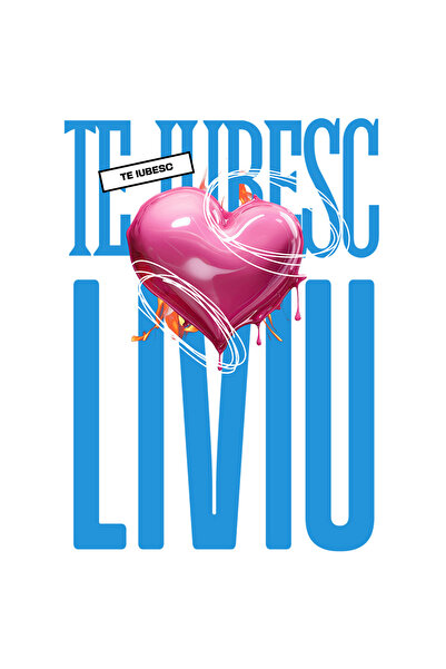 StoryGift Romania Sticker Adeziv 90CM Te Iubesc Liviu, Dragoste, Inima, Iubir...