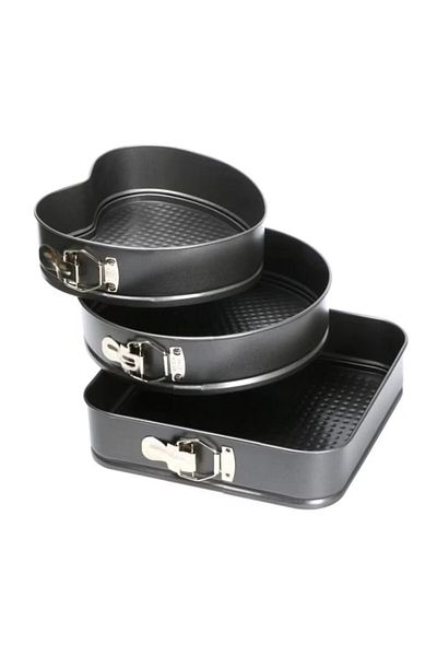 MACVI Set 3 Tavi pentru Prajituri Macvi® din metal diverse forme negre