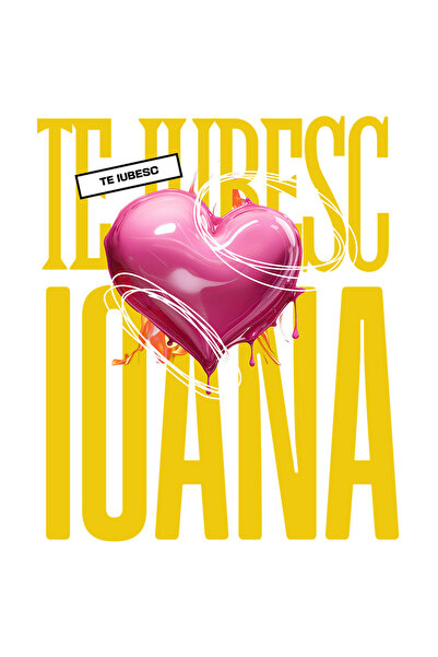 StoryGift Romania Sticker Adeziv 90CM Te Iubesc Ioana, Dragoste, Inima, Iubir...