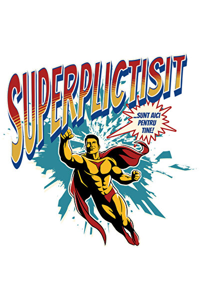 StoryGift Romania Sticker Eticheta 40CM Super Plictisit SuperErou Sunt Aici P...