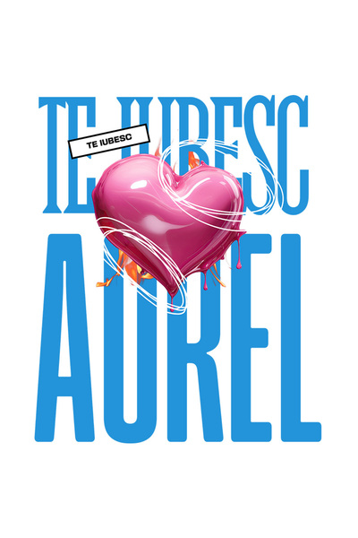 StoryGift Romania Sticker Adeziv 90CM Te Iubesc Aurel, Dragoste, Inima, Iubir...