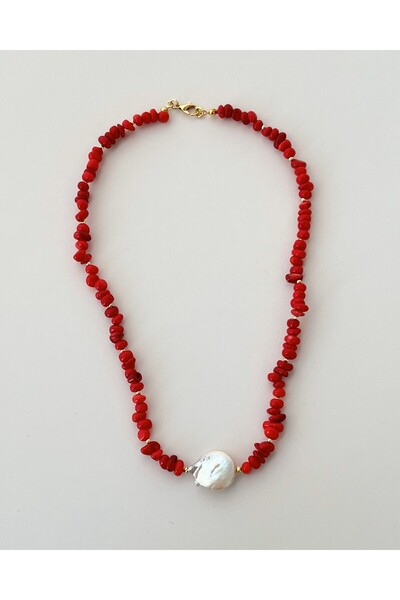 eyla collection Hakiki Mercan & Barok Inci Kolye