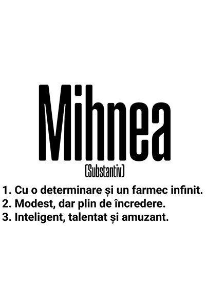 StoryGift Romania Sticker Eticheta 50CM Cu Numele Mihnea, Determinare, Modest...