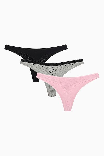 Penti Sweet Heart Cotton 3 τεμαχίων Pointel πολύχρωμο στρινγκ εσώρουχο