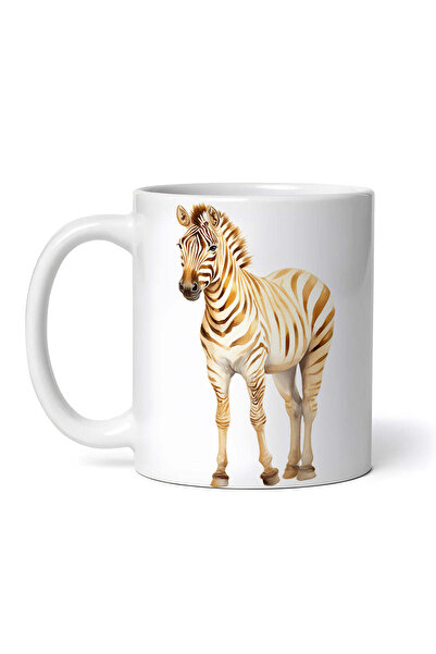 OEM Cană albă personalizată, Zebră aurie, Inovatix®. 330 ml