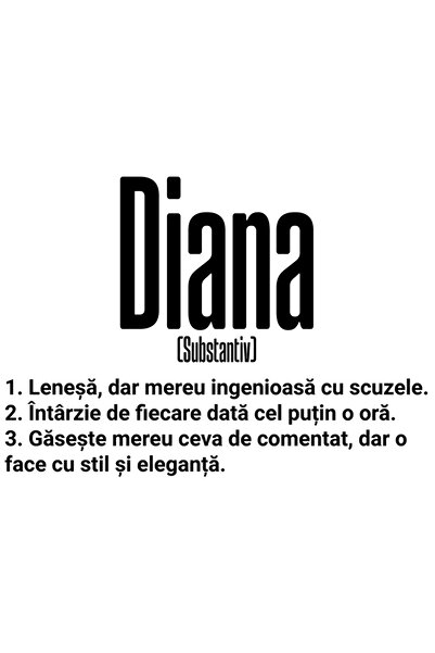 StoryGift Romania Sticker Autocolant 70CM Cu Numele Diana, si Mesaj Amuzant, ...