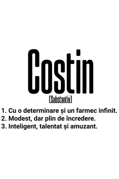 StoryGift Romania Sticker Eticheta 40CM Cu Numele Costin, Determinare, Modest...