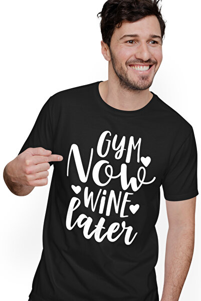 StoryGift Romania Tricou bărbătesc cu inimioare și textul în engleză „gym now...