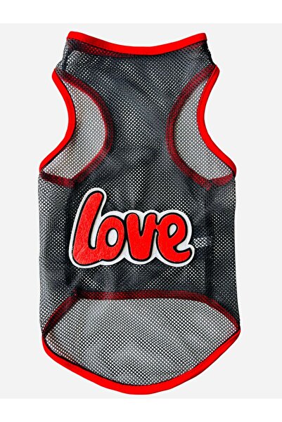 DOGİ&DOG Küçük Irk Siyah File LOVE Kedi Atleti Köpek Atleti (0,5-10KG)