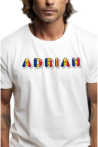 StoryGift Romania Tricou Barbati Cu Numele Adrian, Romania, Suporter, Steagul...