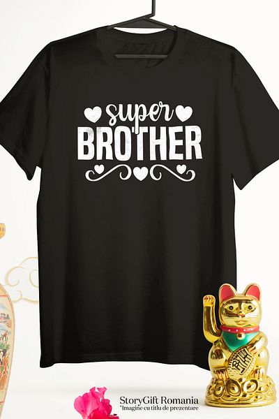 StoryGift Romania Men's T-shirt for a beloved brother with the message "Super brother" - heart of appreciation with i