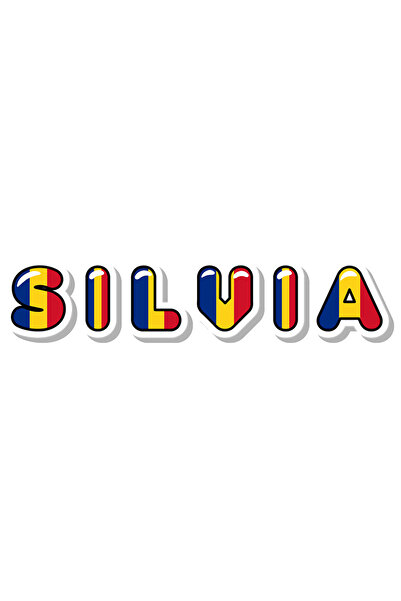 StoryGift Romania Sticker Autocolant 70CM Cu Numele Silvia, Romania, Suporter...