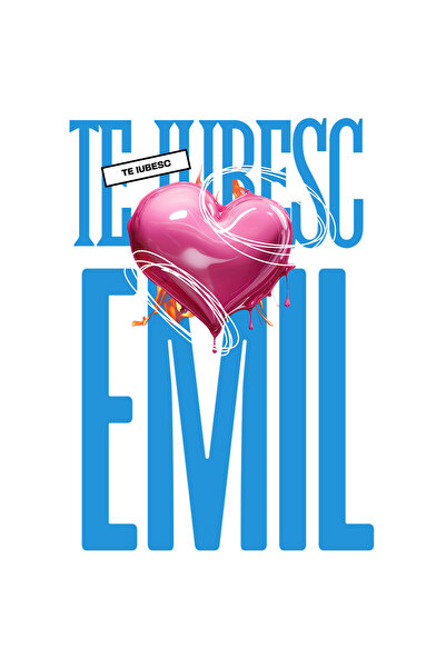 StoryGift Romania Sticker Autocolant 70CM Te Iubesc Emil, Dragoste, Inima, Iubire, Sfantul Valentin, Dragobete,