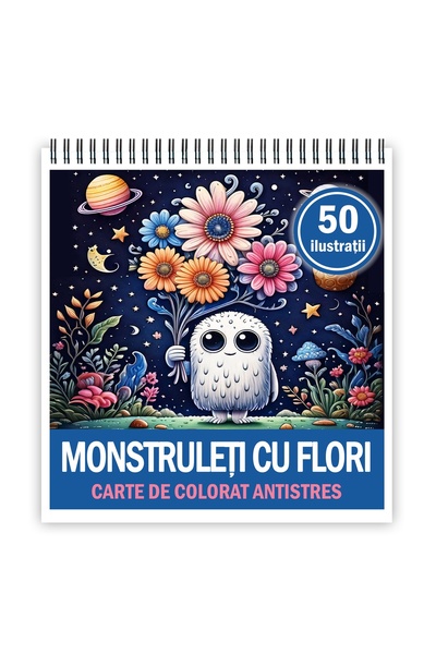 Legendary Gifts Carte de colorat antistres, 50 de ilustrații cu Monștri cu Fl...
