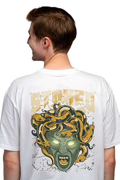 StoryGift Romania Tricou personalizat pentru bărbați cu Medusa furioasă, șerp...