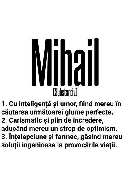 StoryGift Romania Sticker Autocolant 70CM Cu Numele Mihail, Inteligenta, Umor, Carismatic, Intelept, Personaliza