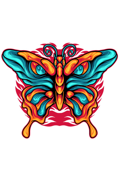 StoryGift Romania Sticker Autocolant 70CM Cu Aripi, Fluture, Ochi, Flacari, Bufnita, Abstract, cu Margini Albe,