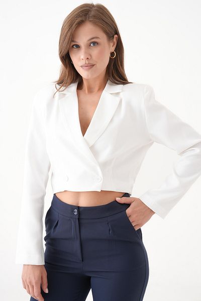 Saade Jachetă albă crop dublu