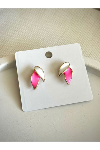 DEMOKAN Small Leaf Earrings - Women's Enamel Earrings