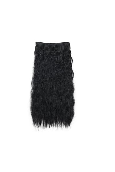 animis beauty Extensii par NEGRE crete, tresa cu 5 clipsuri, 60 cm, fibra sintetica cu aspect natural