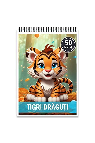 Legendary Gifts Carte de colorat, 50 de ilustrații, tigri drăguți, 106 pagini