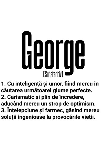 StoryGift Romania Sticker Eticheta 50CM Cu Numele George, Inteligenta, Umor, ...