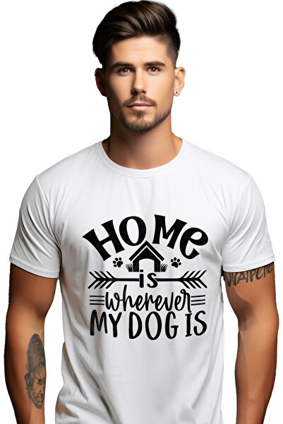 StoryGift Romania Tricou Barbati cu mesajul "Home is wherever my dog is" - ac...