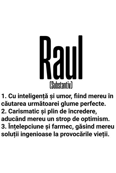 StoryGift Romania Sticker Eticheta 50CM Cu Numele Raul, Inteligenta, Umor, Ca...