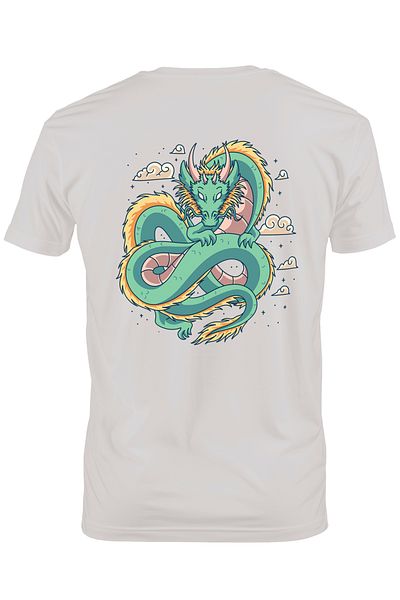 StoryGift Romania Tricou bărbătesc cu dragon, nori, asiatici, stele, cu imprimeu pe spate, 100% bumbac, alb, mărimea L