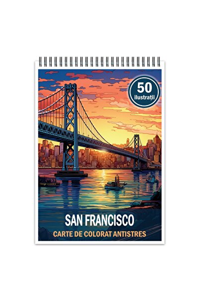 Legendary Gifts Carte de colorat antistres, 50 de ilustrații, San Francisco, Format: A4
